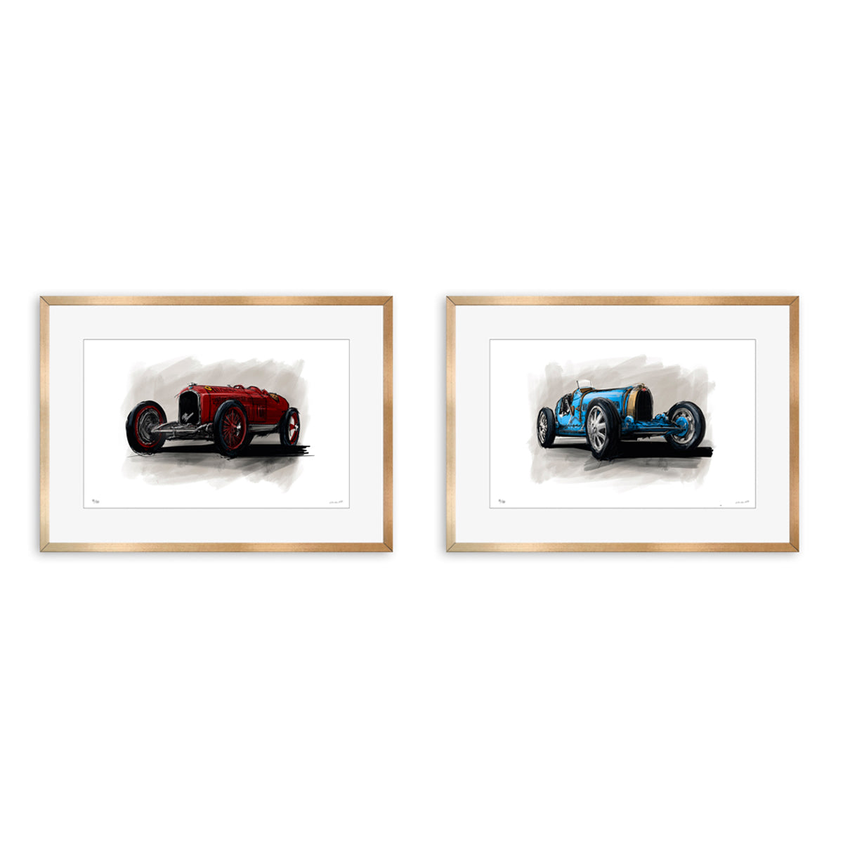 KIT: Belle Epoque Bugatti y Alfa Romeo - (51 x 71 cm c/u)